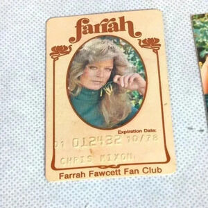 Original 1978 Farrah Fawcett Fan Club card and pictures credit card style